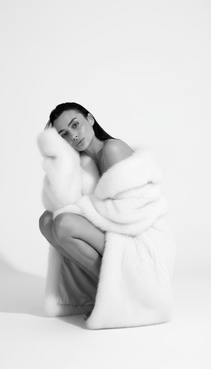 White Fur Coat — B&W Editorial
